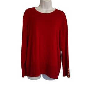 Red Women's Top with Gold Button Accents